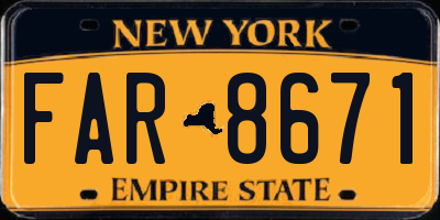 NY license plate FAR8671