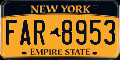 NY license plate FAR8953