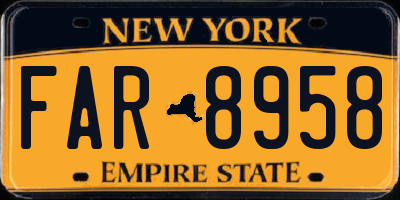 NY license plate FAR8958