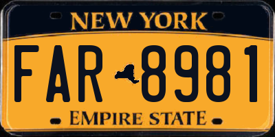 NY license plate FAR8981