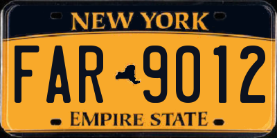 NY license plate FAR9012