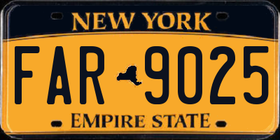 NY license plate FAR9025