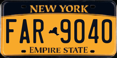 NY license plate FAR9040