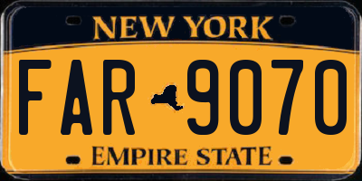 NY license plate FAR9070