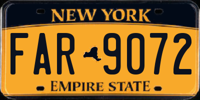 NY license plate FAR9072