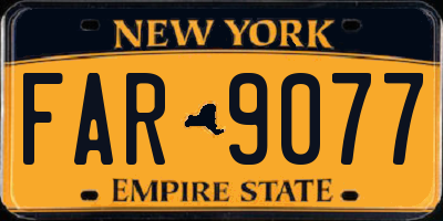 NY license plate FAR9077