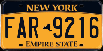 NY license plate FAR9216