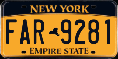 NY license plate FAR9281
