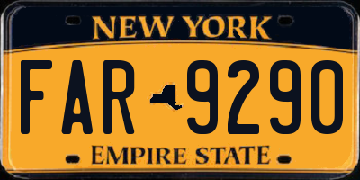 NY license plate FAR9290