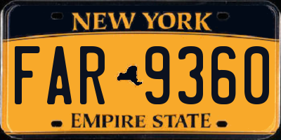 NY license plate FAR9360
