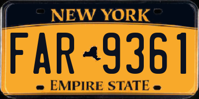 NY license plate FAR9361