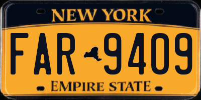 NY license plate FAR9409