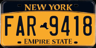 NY license plate FAR9418