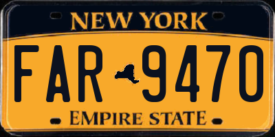NY license plate FAR9470