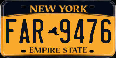 NY license plate FAR9476