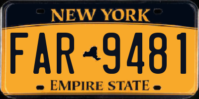 NY license plate FAR9481