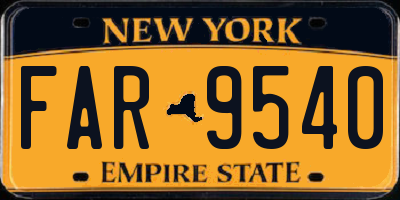 NY license plate FAR9540