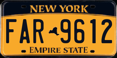 NY license plate FAR9612