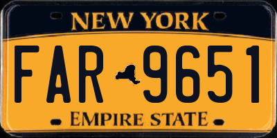 NY license plate FAR9651