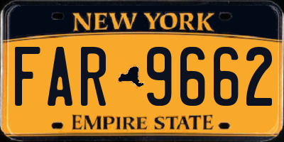 NY license plate FAR9662