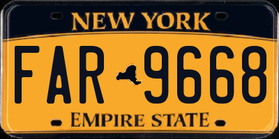 NY license plate FAR9668
