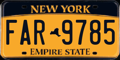 NY license plate FAR9785
