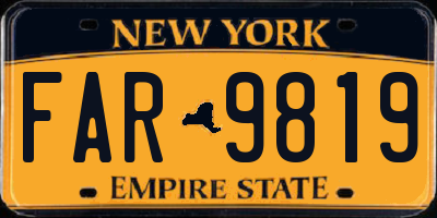 NY license plate FAR9819