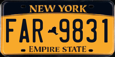 NY license plate FAR9831