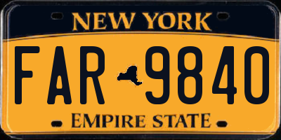 NY license plate FAR9840