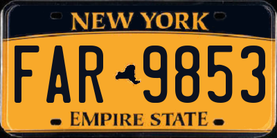 NY license plate FAR9853