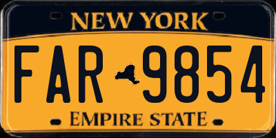 NY license plate FAR9854