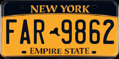 NY license plate FAR9862