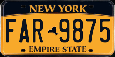 NY license plate FAR9875