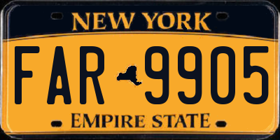 NY license plate FAR9905