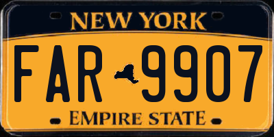 NY license plate FAR9907
