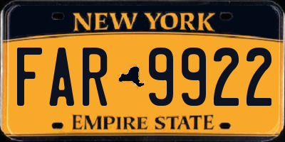 NY license plate FAR9922