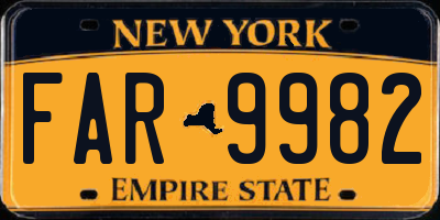 NY license plate FAR9982
