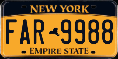 NY license plate FAR9988