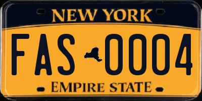 NY license plate FAS0004