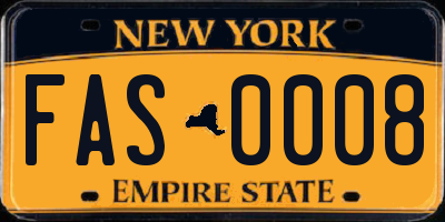 NY license plate FAS0008