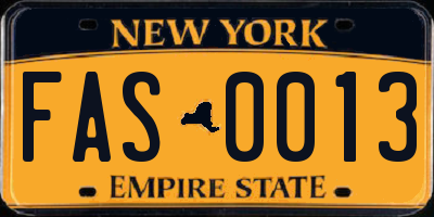 NY license plate FAS0013