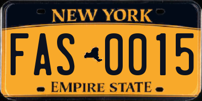 NY license plate FAS0015