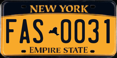 NY license plate FAS0031