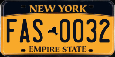NY license plate FAS0032