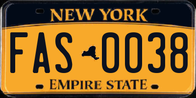 NY license plate FAS0038