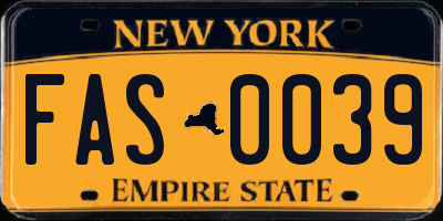 NY license plate FAS0039