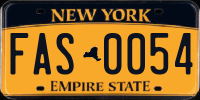 NY license plate FAS0054