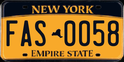 NY license plate FAS0058