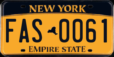 NY license plate FAS0061