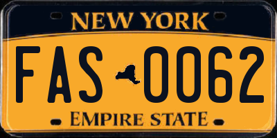 NY license plate FAS0062